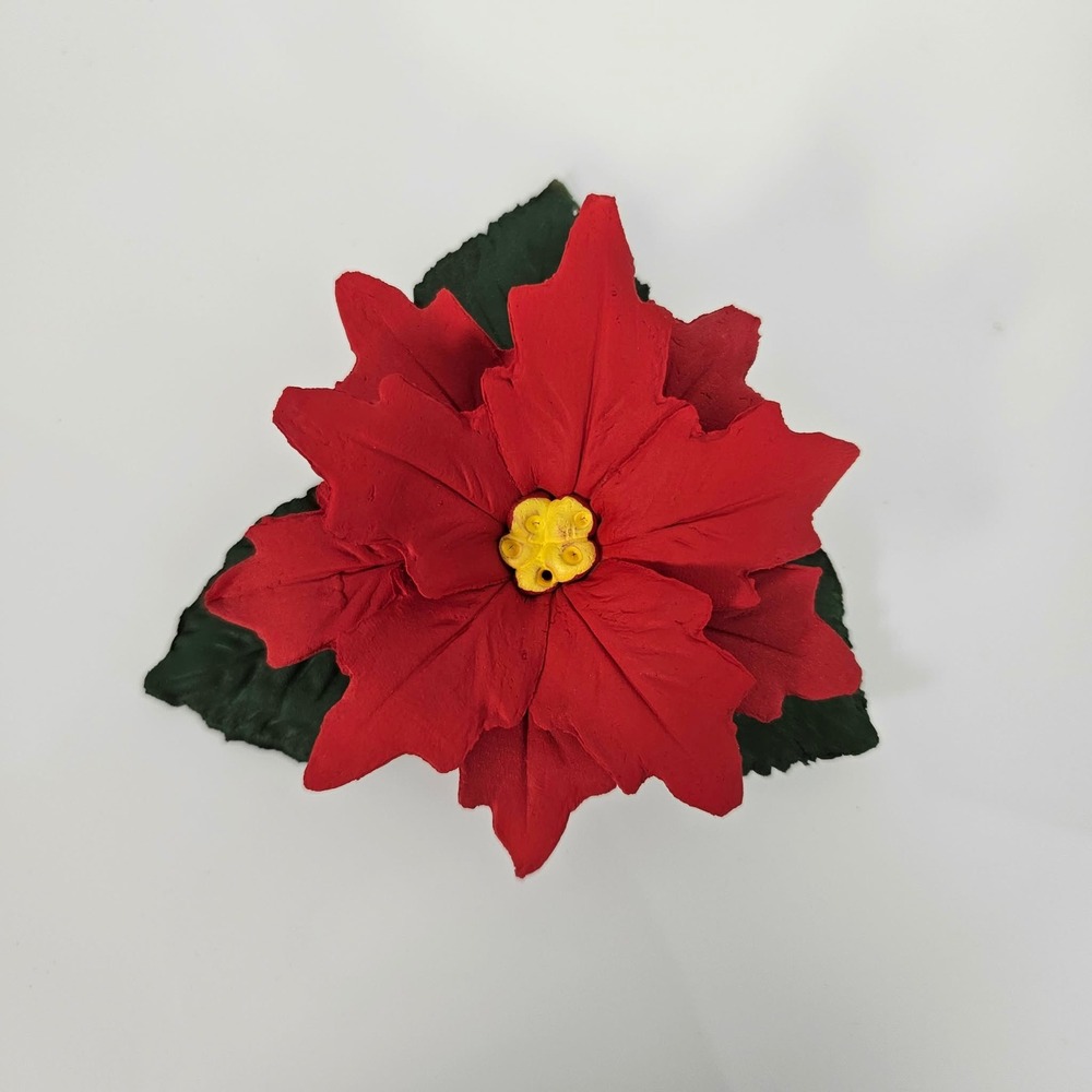 Capodimonte Handpainted Porcelain Poinsettia Figurine Made in Italy NIB